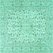 Square Machine Washable Persian Turquoise Traditional Area Rugs, wshtr3999turq