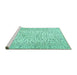 Sideview of Machine Washable Persian Turquoise Traditional Area Rugs, wshtr3999turq