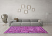 Machine Washable Persian Purple Traditional Area Rugs in a Living Room, wshtr399pur