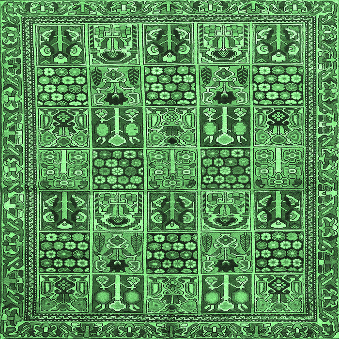 Square Machine Washable Persian Emerald Green Traditional Area Rugs, wshtr399emgrn