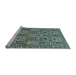 Sideview of Machine Washable Persian Light Blue Traditional Rug, wshtr399lblu