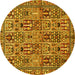 Round Machine Washable Persian Yellow Traditional Rug, wshtr399yw