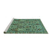 Sideview of Machine Washable Persian Turquoise Traditional Area Rugs, wshtr399turq