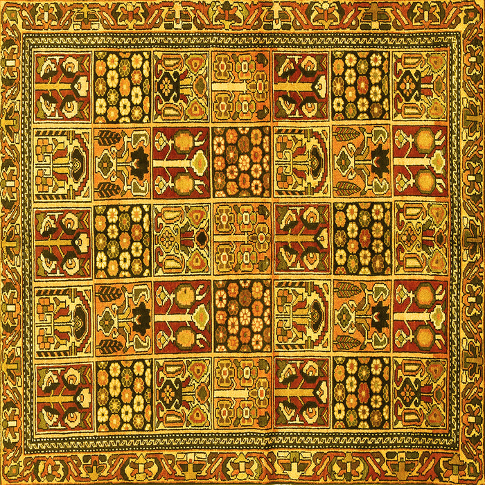 Square Machine Washable Persian Yellow Traditional Rug, wshtr399yw
