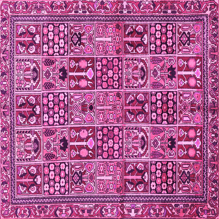 Square Machine Washable Persian Pink Traditional Rug, wshtr399pnk