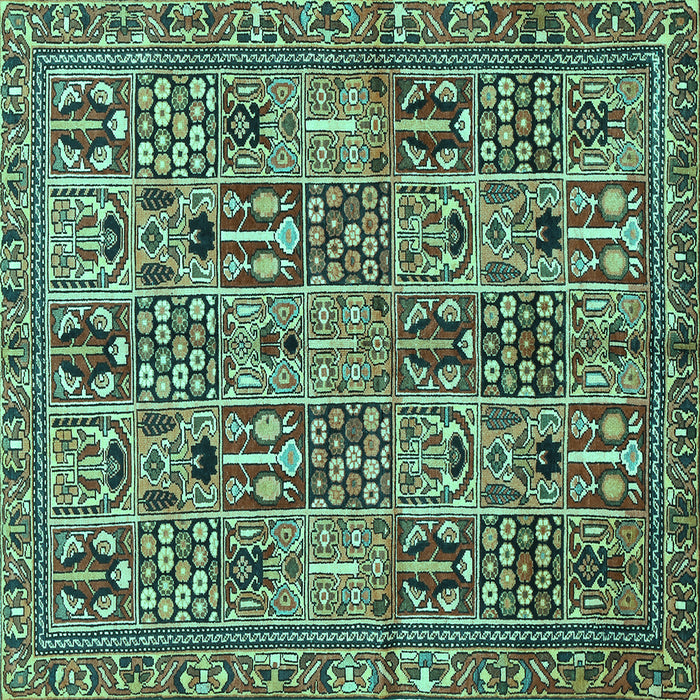 Square Machine Washable Persian Turquoise Traditional Area Rugs, wshtr399turq