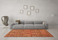 Machine Washable Persian Orange Traditional Rug, wshtr399org