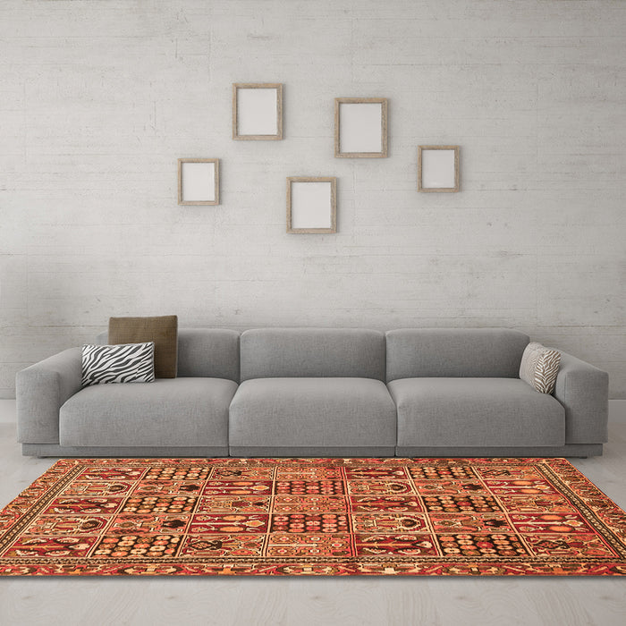 Machine Washable Persian Orange Traditional Area Rugs in a Living Room, wshtr399org
