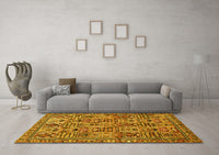 Machine Washable Persian Yellow Traditional Rug, wshtr399yw