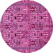 Round Persian Pink Traditional Rug, tr399pnk