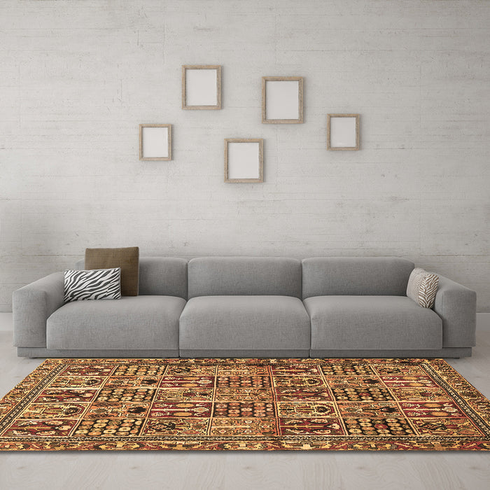 Machine Washable Persian Brown Traditional Rug in a Living Room,, wshtr399brn