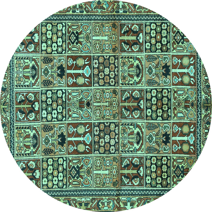 Round Machine Washable Persian Turquoise Traditional Area Rugs, wshtr399turq