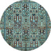 Round Persian Light Blue Traditional Rug, tr399lblu