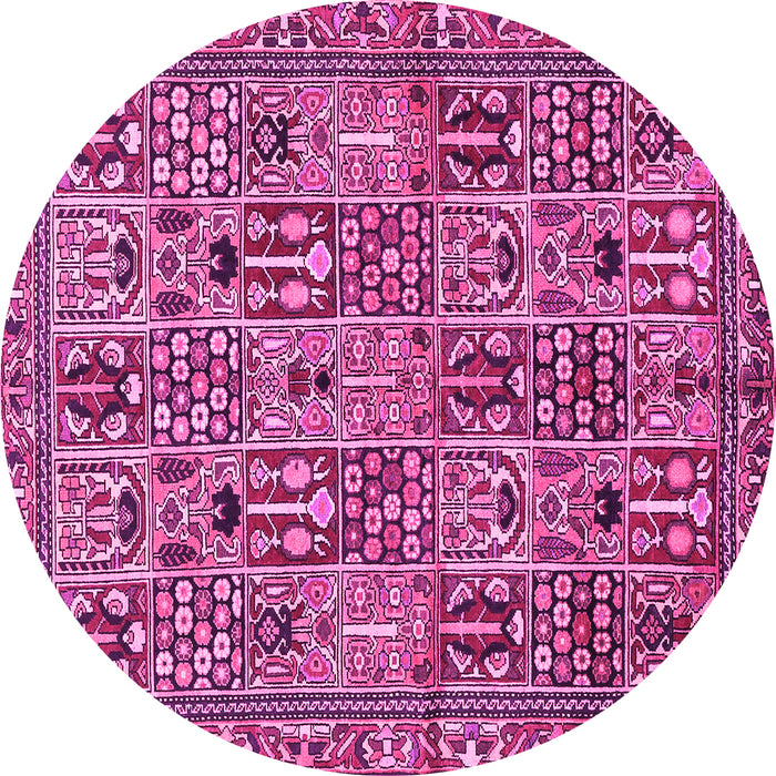 Round Machine Washable Persian Pink Traditional Rug, wshtr399pnk