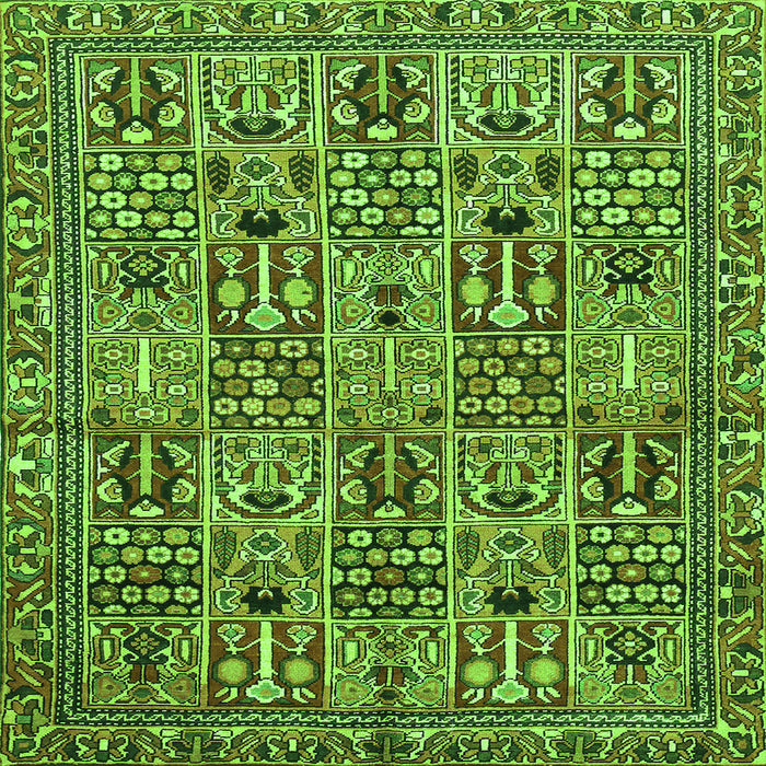 Round Machine Washable Persian Green Traditional Area Rugs, wshtr399grn