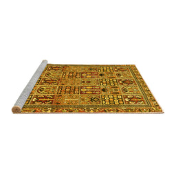 Sideview of Machine Washable Persian Yellow Traditional Rug, wshtr399yw