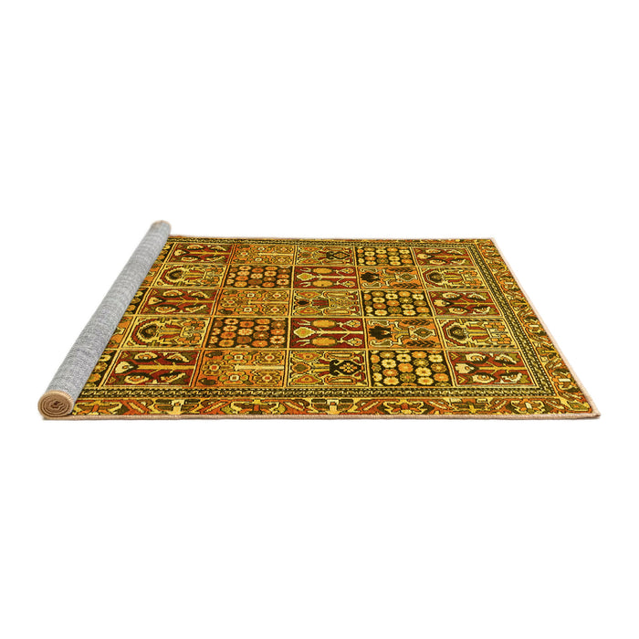 Sideview of Machine Washable Persian Yellow Traditional Rug, wshtr399yw