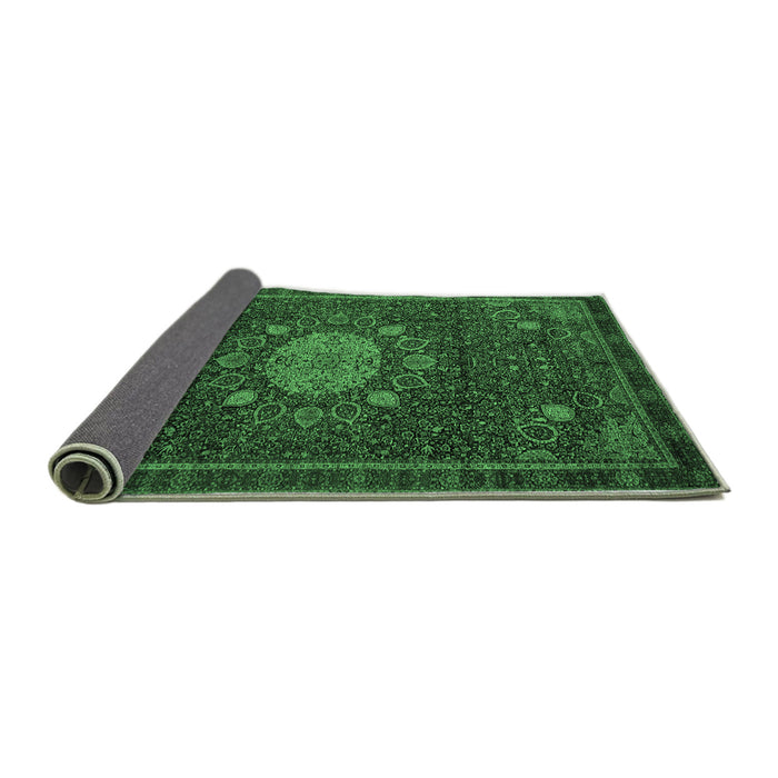 Sideview of Medallion Emerald Green Traditional Rug, tr39emgrn