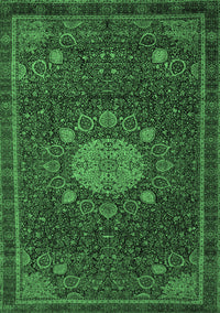 Medallion Emerald Green Traditional Rug, tr39emgrn