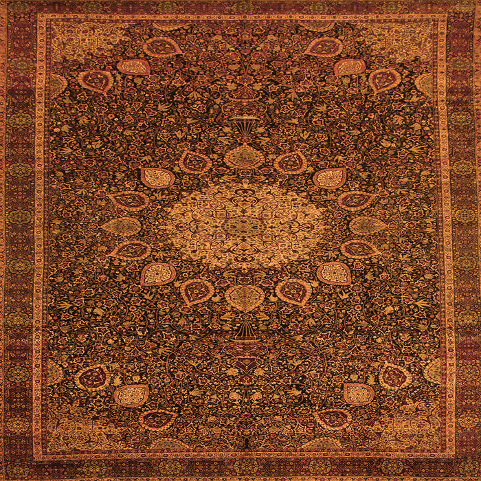 Serging Thickness of Medallion Orange Traditional Rug, tr39org