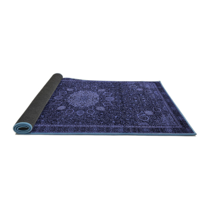 Sideview of Medallion Blue Traditional Rug, tr39blu