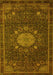 Machine Washable Medallion Yellow Traditional Rug, wshtr39yw