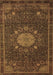 Machine Washable Medallion Brown Traditional Rug, wshtr39brn