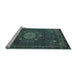 Sideview of Machine Washable Medallion Light Blue Traditional Rug, wshtr39lblu