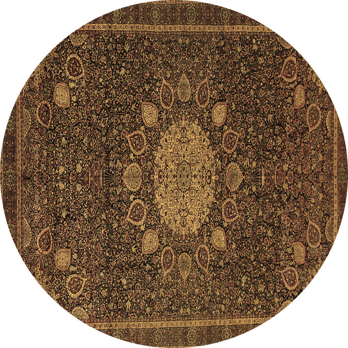 Round Medallion Brown Traditional Rug, tr39brn