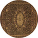 Round Medallion Brown Traditional Rug, tr39brn