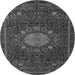 Machine Washable Medallion Gray Traditional Rug, wshtr39gry