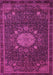 Machine Washable Medallion Pink Traditional Rug, wshtr39pnk