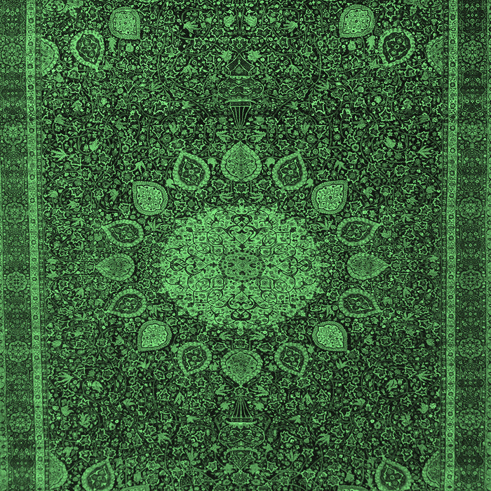 Machine Washable Medallion Emerald Green Traditional Area Rugs, wshtr39emgrn