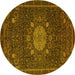 Round Medallion Yellow Traditional Rug, tr39yw