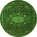 Machine Washable Medallion Green Traditional Area Rugs, wshtr39grn