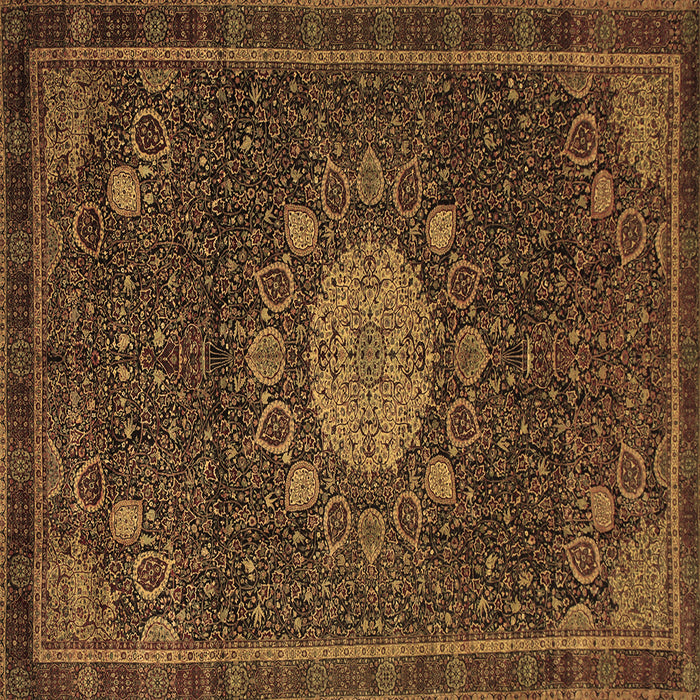 Square Machine Washable Medallion Brown Traditional Rug, wshtr39brn