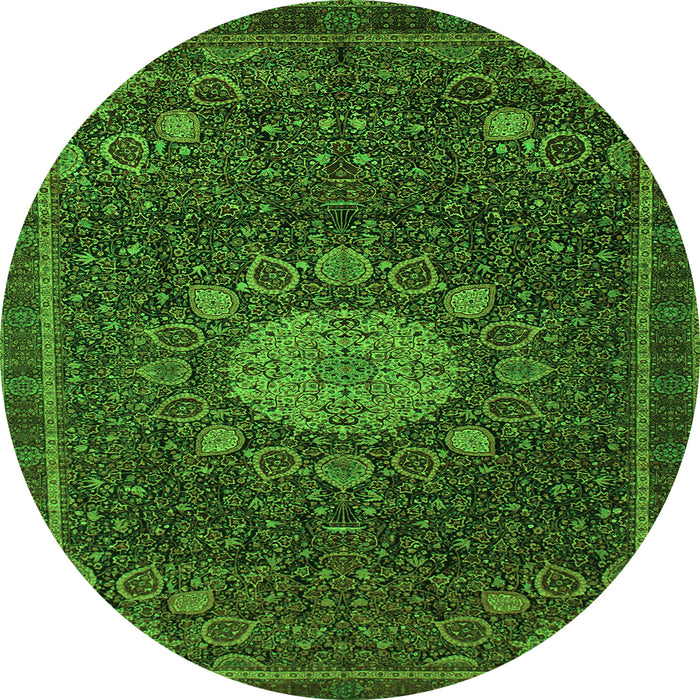 Square Medallion Green Traditional Rug, tr39grn