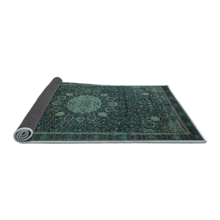Sideview of Medallion Light Blue Traditional Rug, tr39lblu