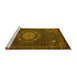 Sideview of Machine Washable Medallion Yellow Traditional Rug, wshtr39yw