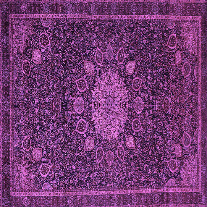 Square Machine Washable Medallion Purple Traditional Area Rugs, wshtr39pur