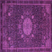 Square Machine Washable Medallion Purple Traditional Area Rugs, wshtr39pur