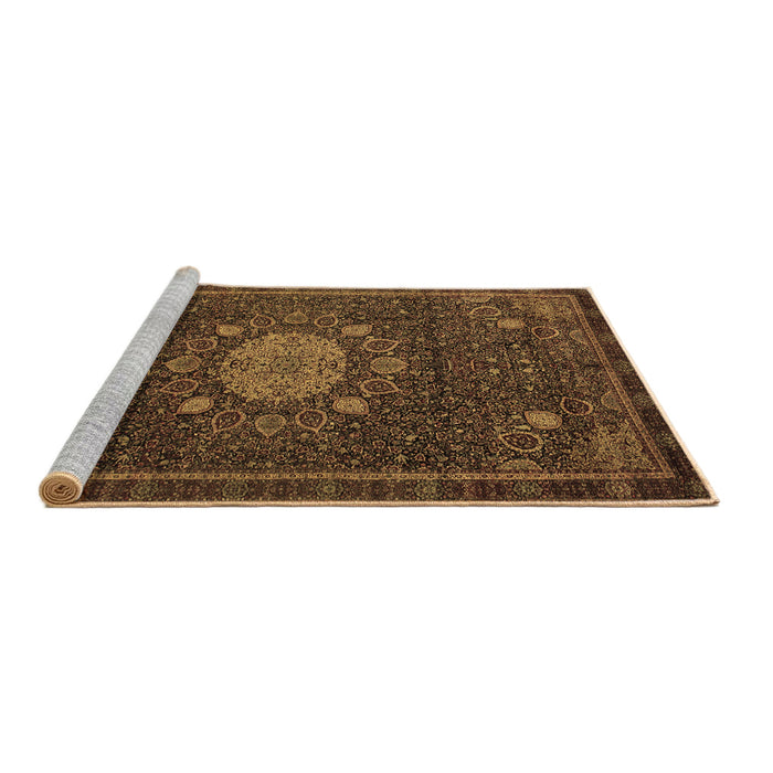 Sideview of Machine Washable Medallion Brown Traditional Rug, wshtr39brn
