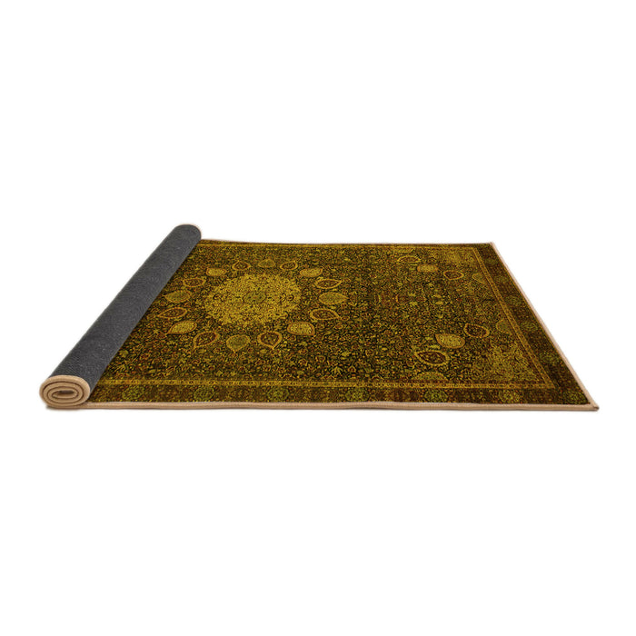 Sideview of Medallion Yellow Traditional Rug, tr39yw
