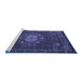 Sideview of Machine Washable Medallion Blue Traditional Rug, wshtr39blu