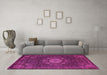 Machine Washable Medallion Pink Traditional Rug in a Living Room, wshtr39pnk