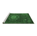 Sideview of Machine Washable Medallion Emerald Green Traditional Area Rugs, wshtr39emgrn