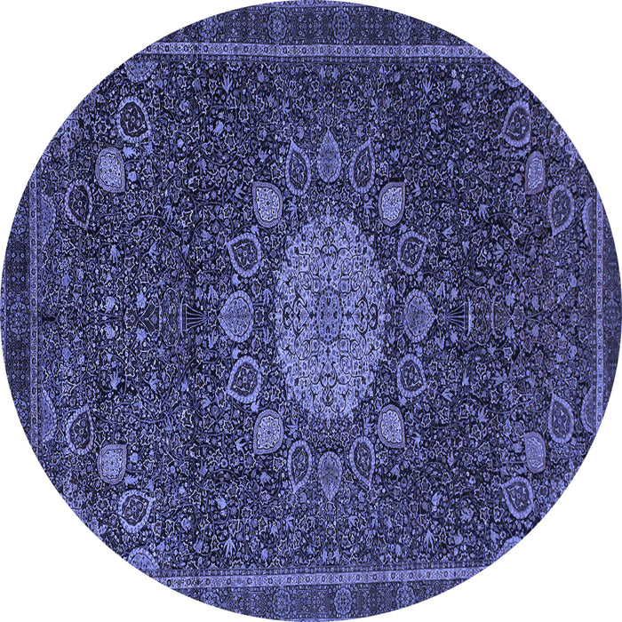Round Medallion Blue Traditional Rug, tr39blu