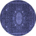 Round Medallion Blue Traditional Rug, tr39blu