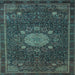 Square Medallion Light Blue Traditional Rug, tr39lblu