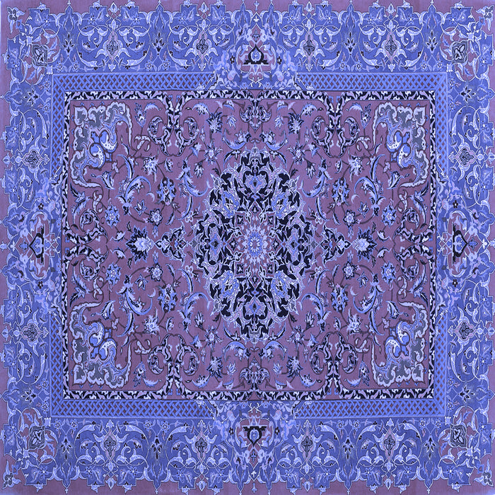 Square Machine Washable Persian Blue Traditional Rug, wshtr3blu